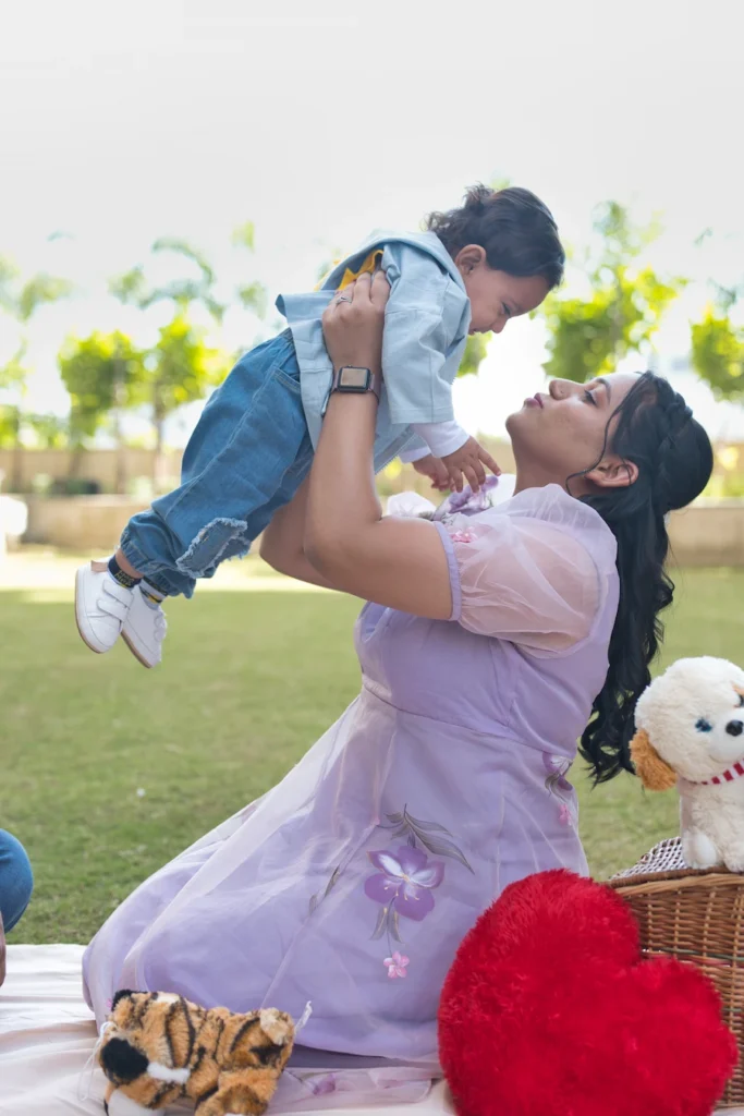 First Birthday mother and son portrait capturing a joyful moment with baby Jiyansh