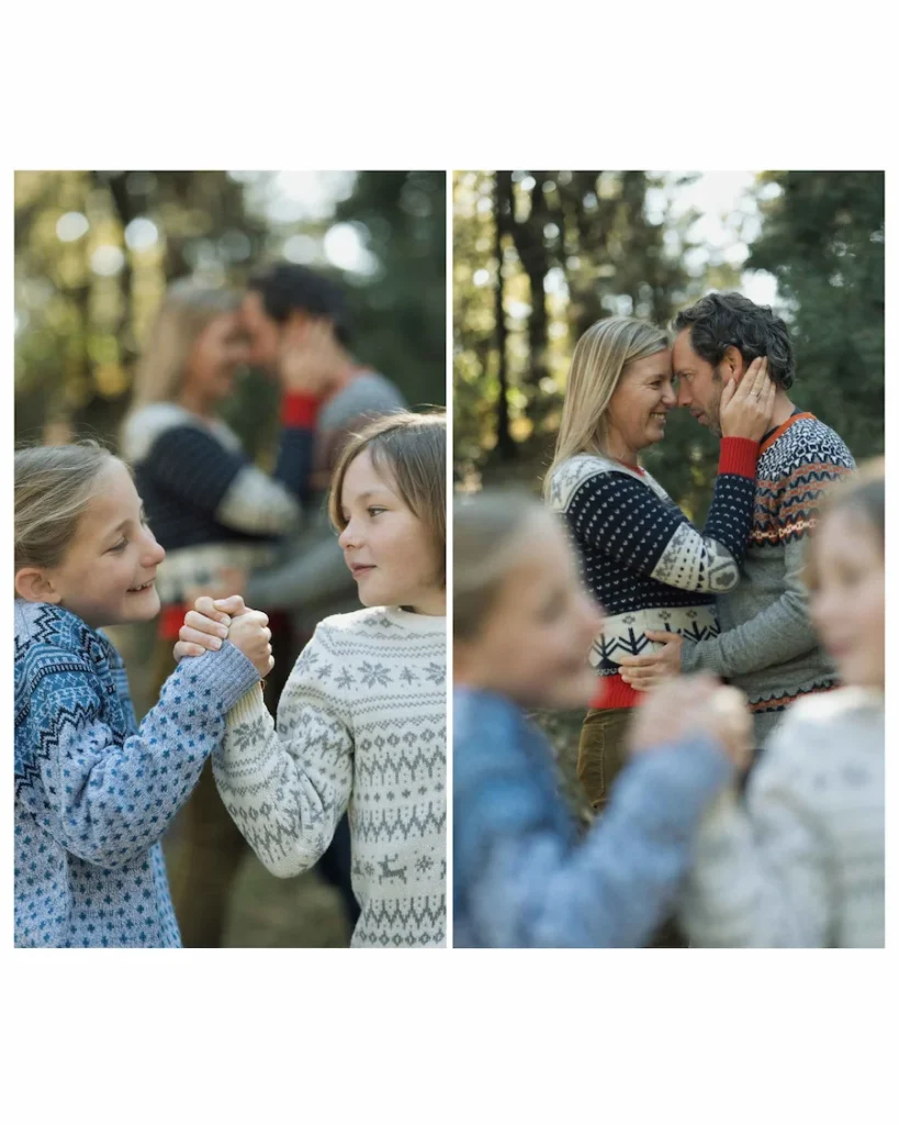 Lifestyle family collage capturing playful sibling moments and loving parent interactions
