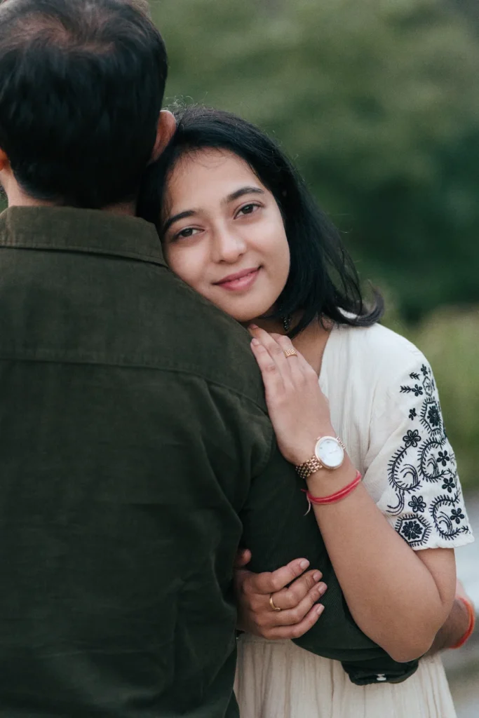 Close-up romantic couple portrait captured by a Professional Pre Wedding Photographer in Dehradun.