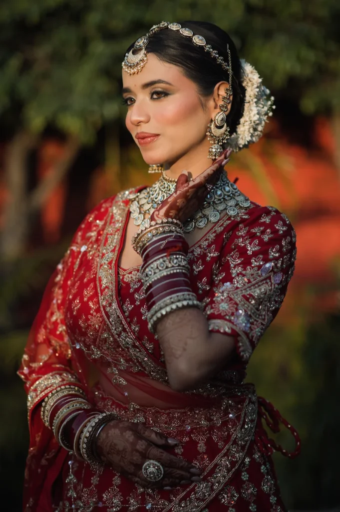 Traditional Indian bride portrait captured during a luxury wedding celebration