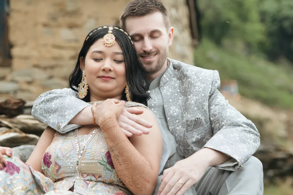 International couple enjoying Destination Weddings experience in the Himalayan countryside