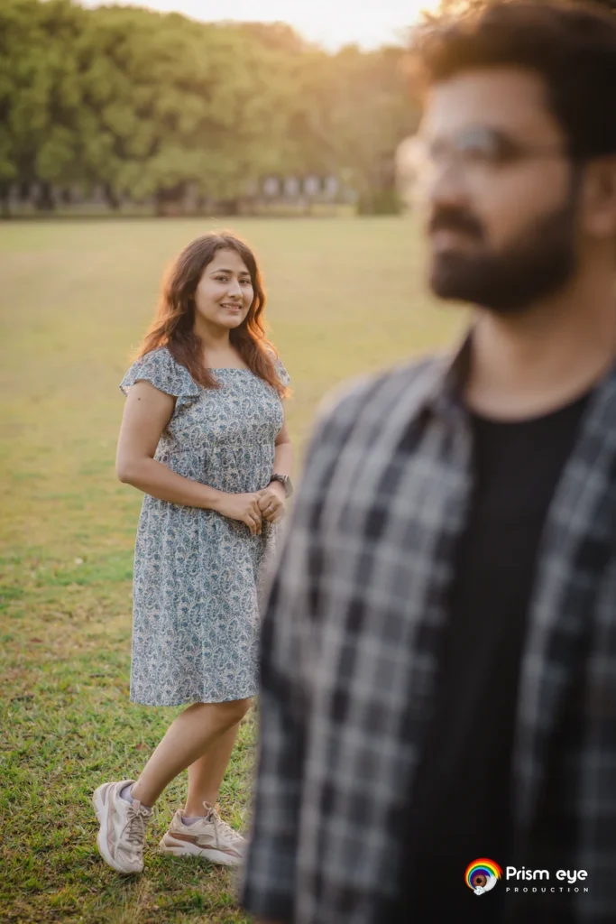 Creative outdoor couple portrait showcasing the best time for pre-wedding shoot in Dehradun