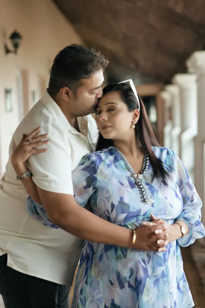 Romantic portrait of expecting parents celebrating their growing family