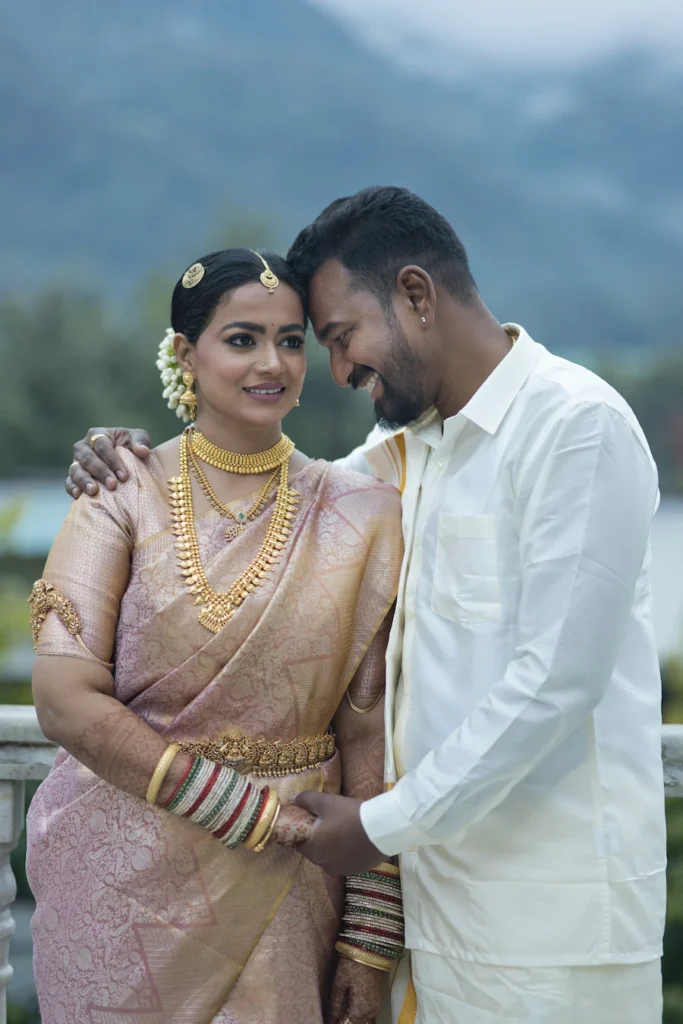 Couple in traditional attire captured during a Pre-Wedding Shoot in Rishikesh Uttarakhand
