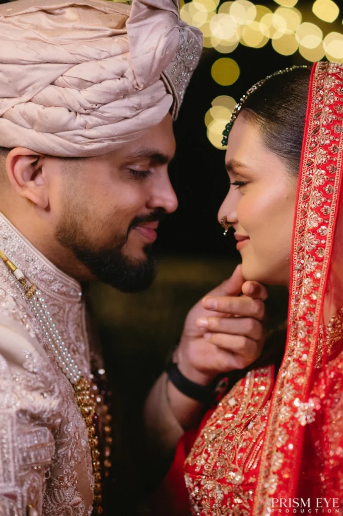 Candid wedding couple closeup captured at Heaven in Himalayas Resort Uttarakhand 
