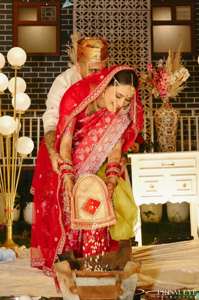 Bride performing traditional wedding rituals at Heaven in Himalayas Resort during a luxury destination wedding in Rishikesh