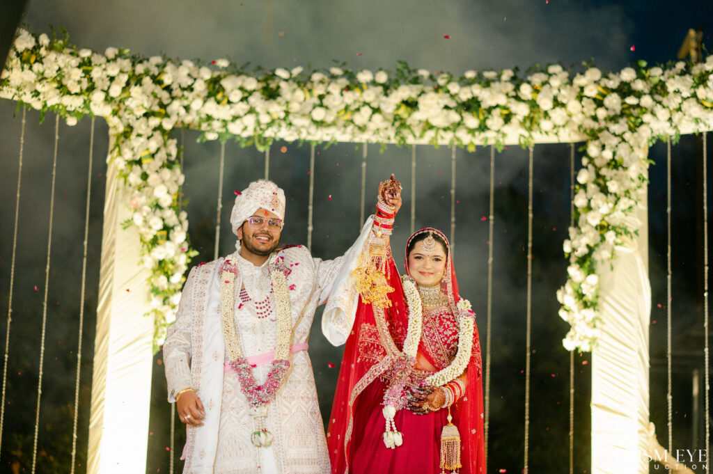 Luxury Indian wedding couple portrait at a wedding venue in Dehradun