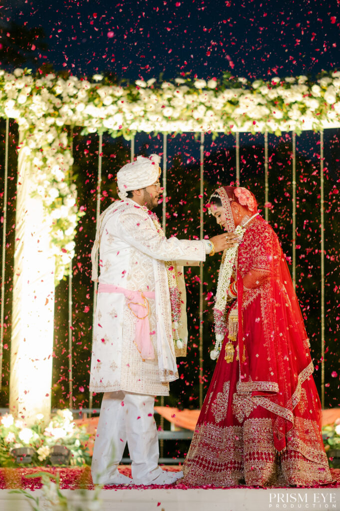 Bride and groom during a luxury Indian wedding ceremony in Dehradun.