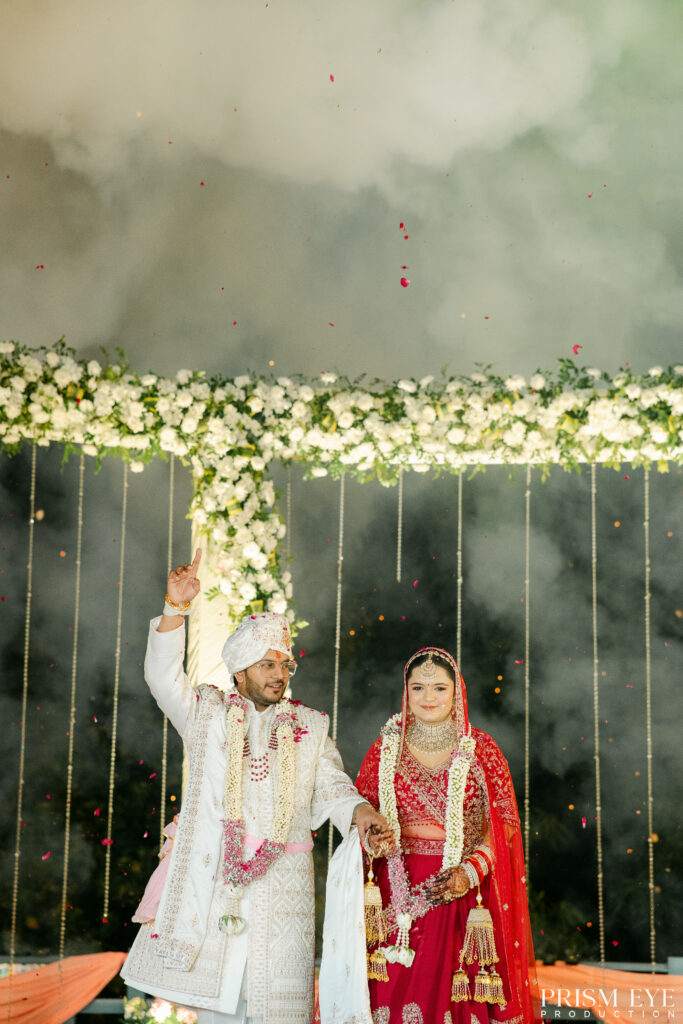 Luxury Indian bride and groom portrait captured during a wedding in Dehradun.
