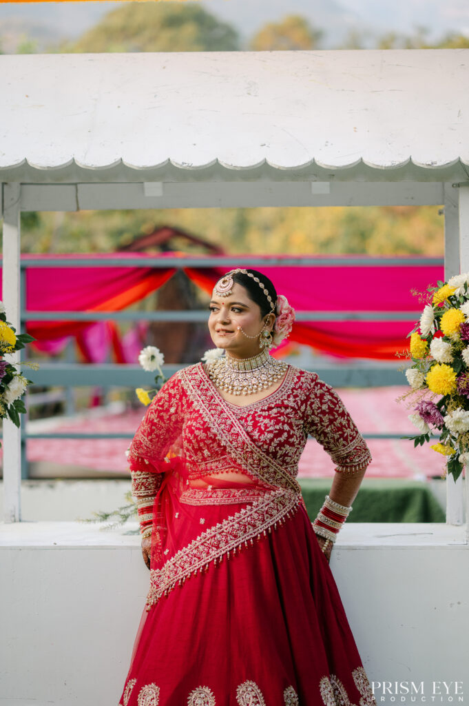 Bridal portrait captured at Punarnava Resort during a wedding in Dehradun.