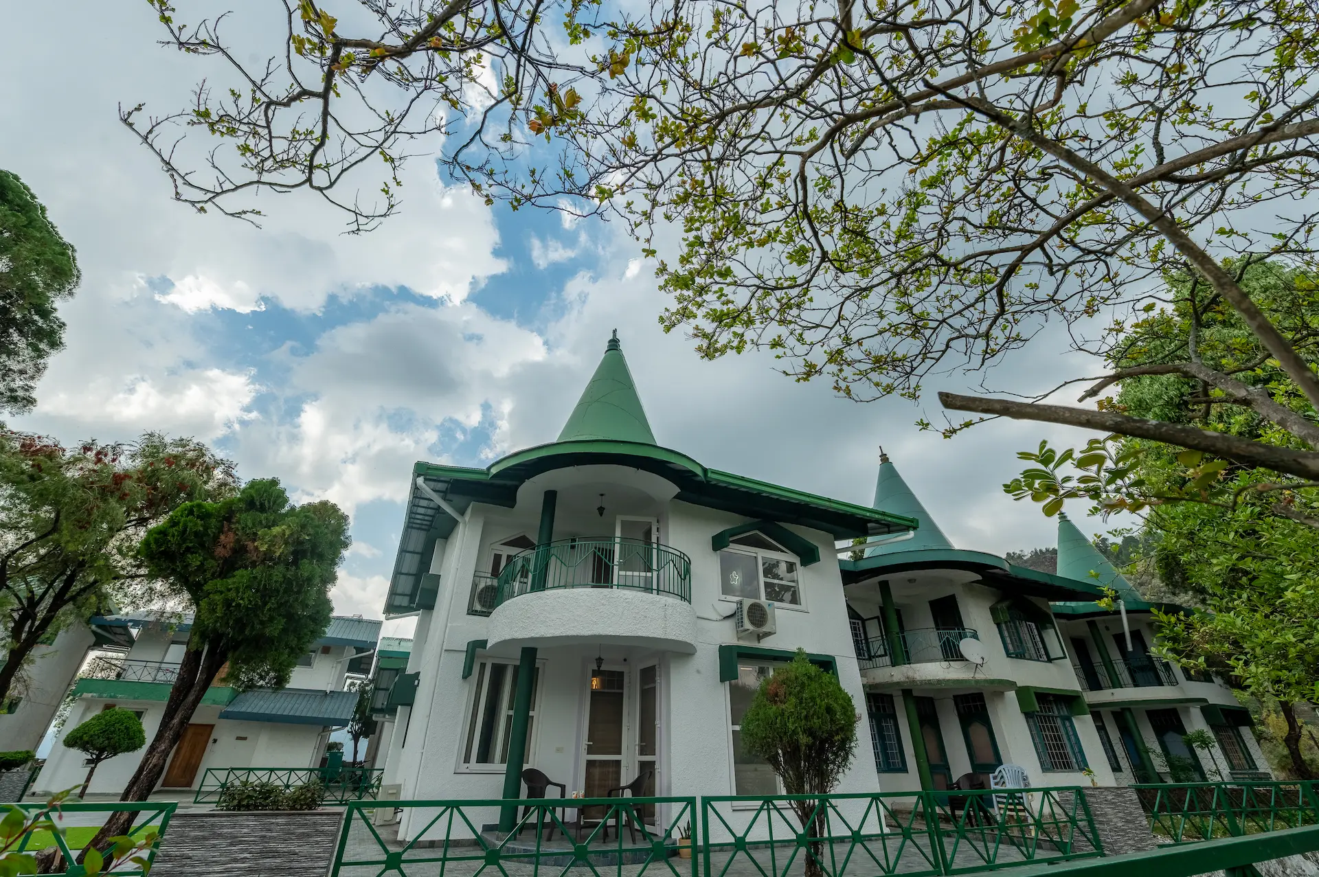 Luxury mountain view villa surrounded by trees in Mussoorie hills, Uttarakhand