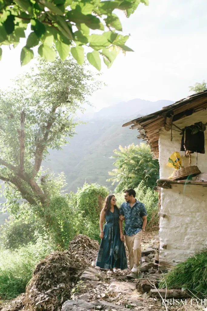 Couple walking along a traditional hill trail in Chakrata