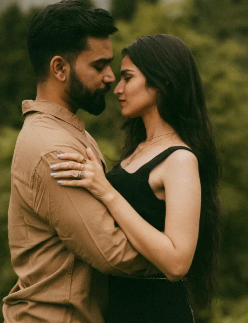 Romantic Close Up Couple Portrait