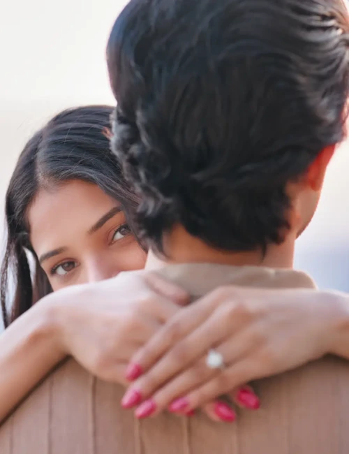 Emotional Hug Couple Portrait