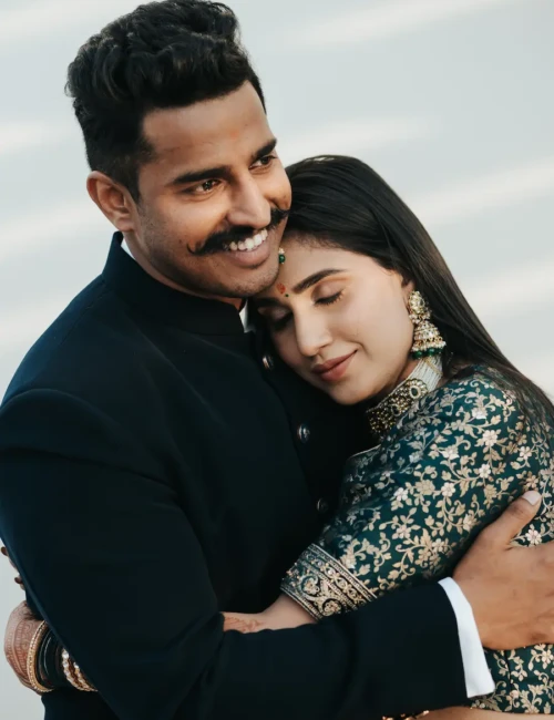 Intimate Couple Embrace Luxury Pre Wedding Portrait Uttarakhand