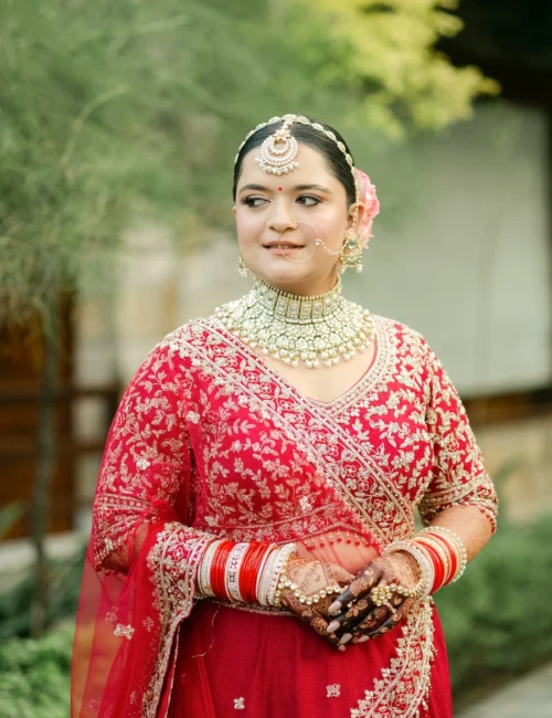 Elegant Bridal Portrait Dehradun Red Lehenga