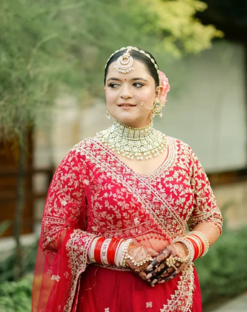 Traditional Bridal Portrait Red Lehenga | Uttarakhand