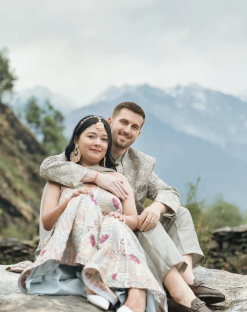 Himalayan Pre Wedding Couple Portrait | Triyuginarayan Style